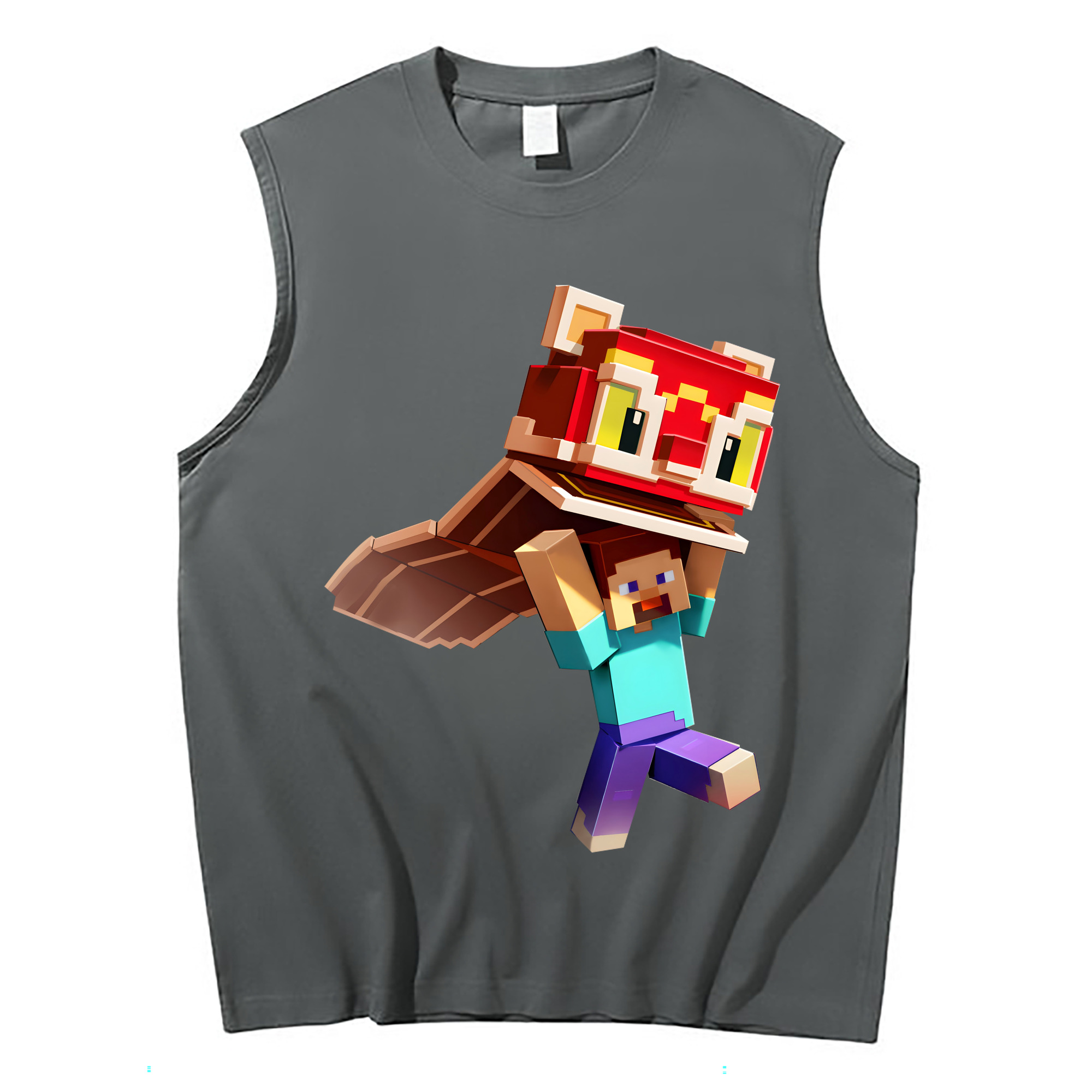 （画像用） マインクラフト ブロックの世界 Minecraft MC Block world コットン100％タンクトップ（フロントプリント）